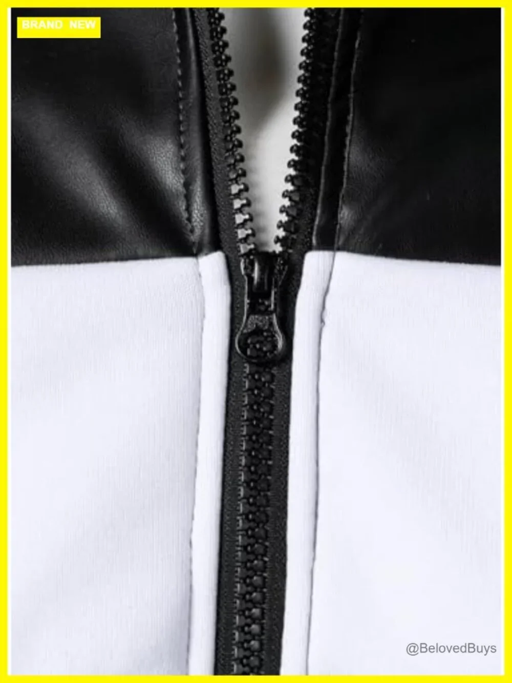 Men's Lightweight Bomber Jacket Faux Leather Color Block Zipper Coat